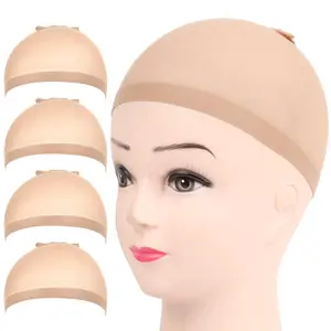 Wig Cup 2 Pcs Elastic Medium Nude Wig Caps Stretchy Nylon Stocking Caps for Women Cosplay Natural Nude Wig Cap Nylon Wig Caps Nude for Women, Stocking Wig Caps for Halloween, Cosplay. Wig Cap for Women Stocking Caps for Wigs