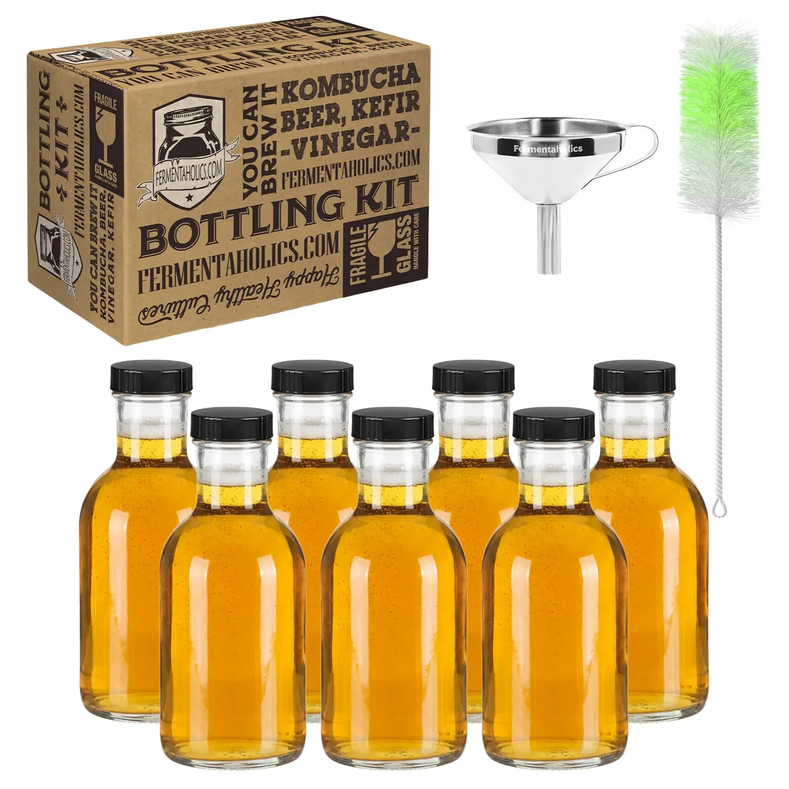 Kombucha Bottling Kit – Stout Style Bottles with 38 mm Twist-Off Lids
