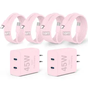 2Pack 45W For iPhone 17 16 15 Charger Fast Charging and 10ft Type C to C Cable Cord Long, USB C Wall Charger Block Plug for Apple iPhone 17 Pro Max/17 Air/16 Pro Max/16/15 Plus/15 Mini/iPad