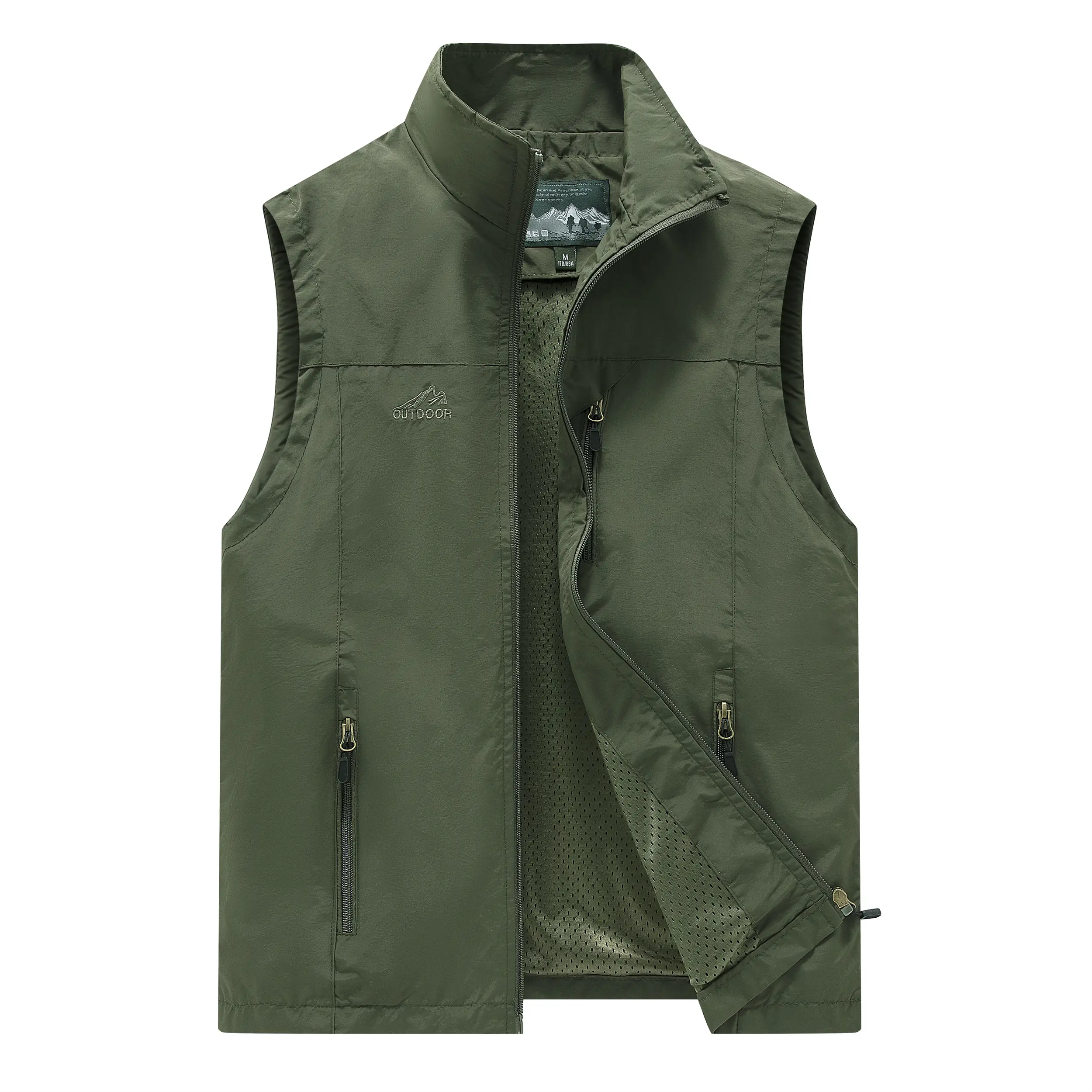 Men’s lightweight vest — waterproof jacket with full zip design, sleeveless jacket suitable for outdoor golf. Casual Vest Top Menswear Zipper