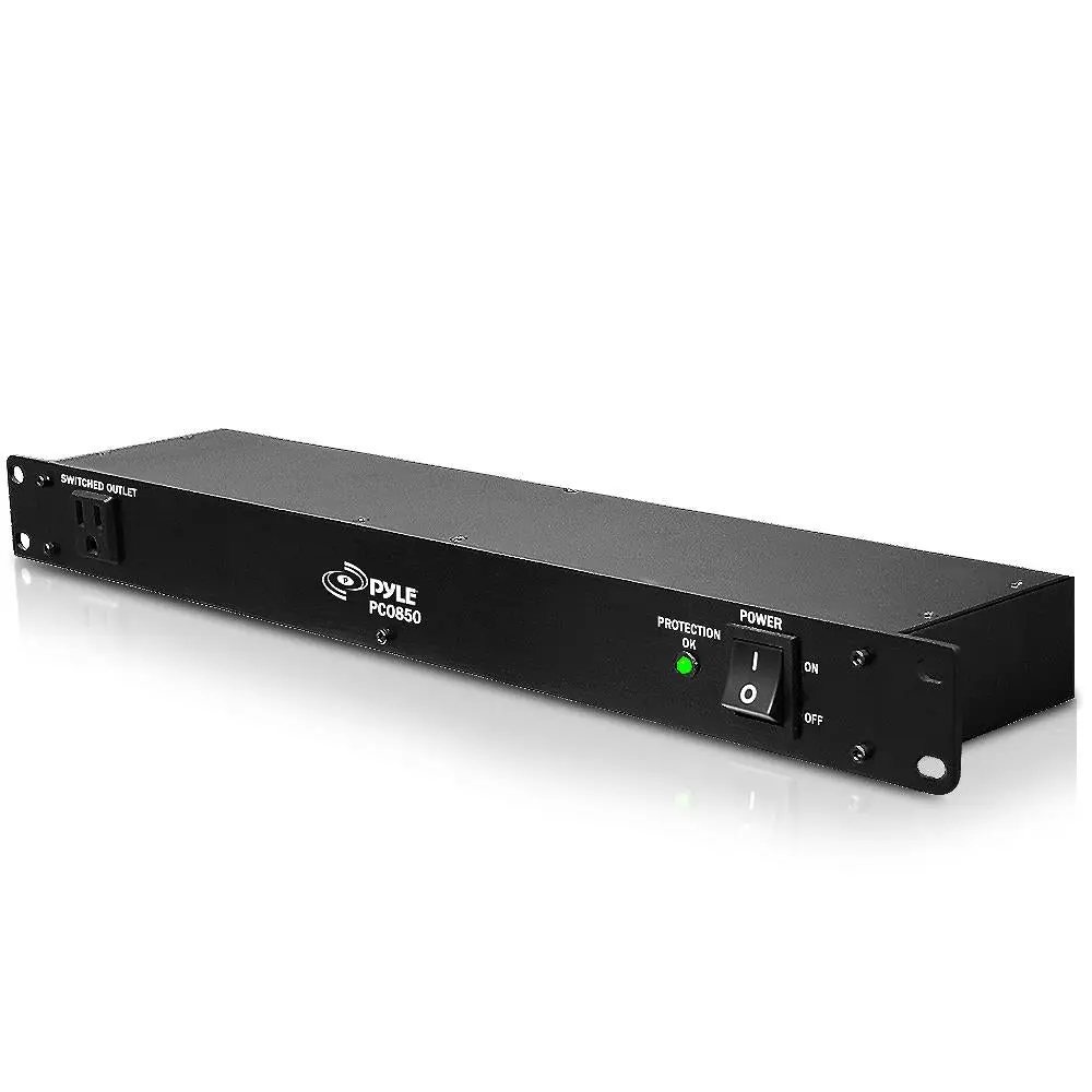 Rack Mount Surge Protector Power Strip, 9 Outlets (8 Rear + 1 Front Outlet), 15A AC Filter, 6FT Heavy Duty Extension Cord, UL Standard Socket, 115V-60Hz/120V-50Hz, Office Use Accessory, 8 Rear Outlets, 19.0 X 3.9 X 1.8 Inches