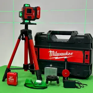Milwaukee M18 Green 360° Interior Rotary Laser Level Kit, 1/16 In Accuracy @ 100 Ft, 1,000 Ft Working Range, Self‑Leveling, IP66 Rated, Includes Remote/Receiver, Battery & Charger, For Indoor Layout And Installation,construction accessories