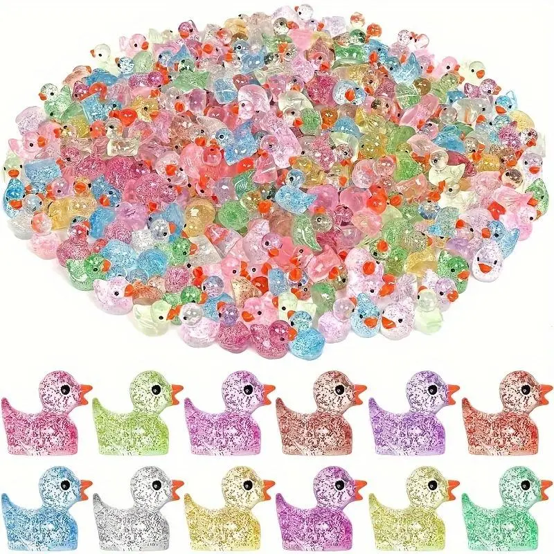 Mini Duck Decoration, Glitter Resin Duck Ornament, Resin Animal Sculptures, DIY Decorative Accessories for Garden, DIY Project, Potted Plant, Dollhouse & Fish Tank