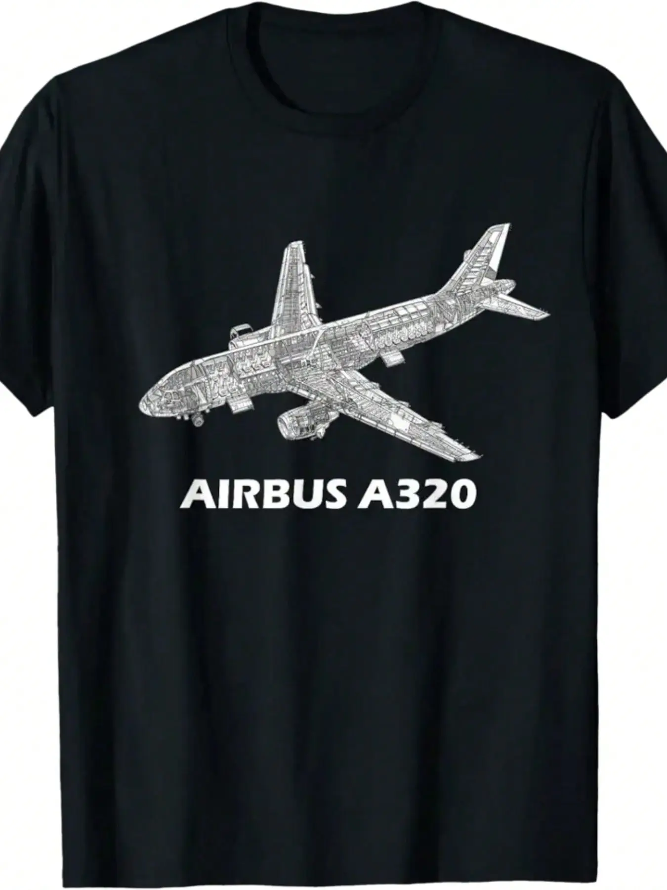 Women's Cotton Crewneck T-Shirt, Airbus A320 Jet Airplane Cutaway Design, Aviation Pilot Gift