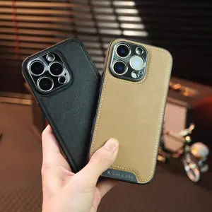 Applicable to Ip16promax Phone Case All-Inclusive 15plus Leather Pattern IP14 Business 13 Drop-Resistant Protective Case Advanced Fashion Simple Drop-Resistant Protector Screen Protector Cover Protection Aesthetic Cellphone