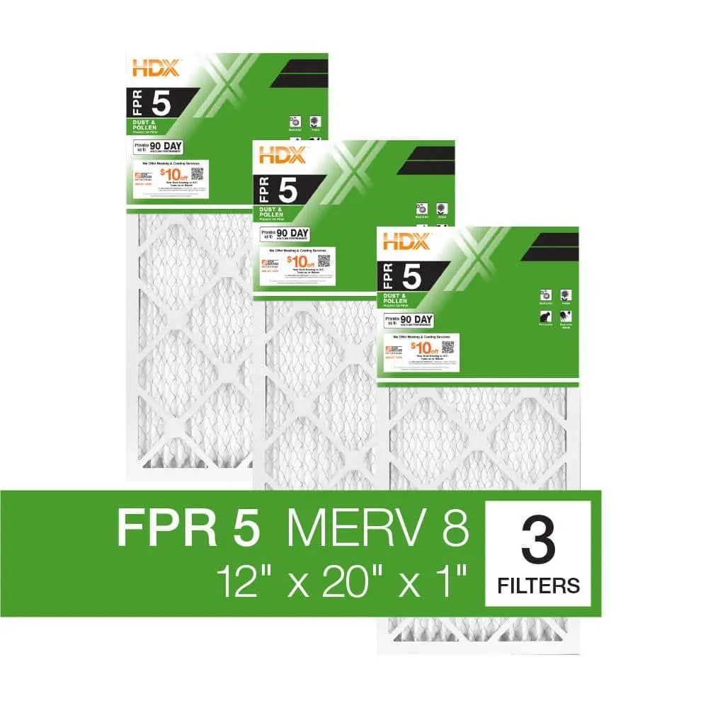 12 in. x 20 in. x 1 in. Standard Pleated Furnace Air Filter FPR 5, MERV 8 (1/3-Pack)