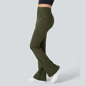Halara High Waisted Side Flap Pocket Flare Casual Cargo Pants
