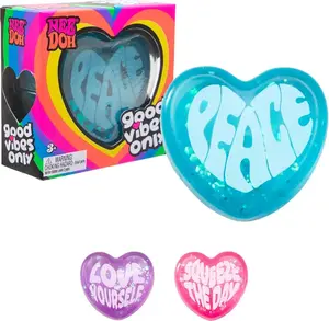 NeeDoh Good Vibes Only Heart-Shaped Stress Relief Toy with Inspirational Messages and Super Solid Squish - Fun