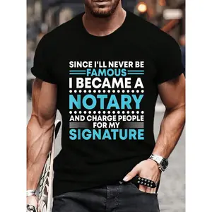 100% Cotton Notary Signature Mobile Notary Public T-Shirt Women's Men's Graphic Tee Crew Neck summer vacation Tops