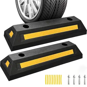 2Pc Parking Safety Block, Rubber Material, Suitable for Car, Truck, Suv Wheels, Protects Bumper, Ideal for Parking Lots & Driveways