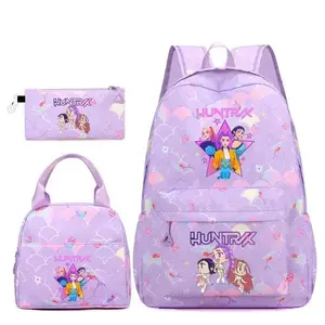 New 3-Piece Set: K-Pop women's backpack, K-pop style, Girl-Themed Colorful Backpack, Lunch Bag, and Pencil Case Set,fashionable and versatile, casual and trendy