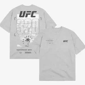 Mens Gray UFC 320 Vegas View Shirt, Official Fight Night Graphic Tee, Ultimate Fighting Championship Fan Shirt, Casual MMA Streetwear Gift I7GK8