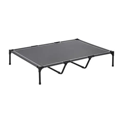 VEVOR XL Gray Elevated Pet Bed for Large Breeds, Portable Raised Cot with Steel Metal Frame, Breathable Teslin Mesh, Home & Outdoor Cooling Hammock Bed