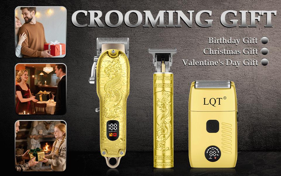 Home Hair Clipper Set, Free Scissors, Hairdressing Cape & Guide Combs Included; Haircut Design & Engraving, Electric Shaver, Gold Color
