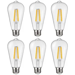 VEVOR 6 Pack Edison Bulbs LED,  ST19 Vintage Edison Light Bulbs, 7W Dimmable 800 Lumens, 2700K Warm White, E26 Base LED Filament Bulb, Antique Glass Style for Home, Bedroom, Office, Farmhouse