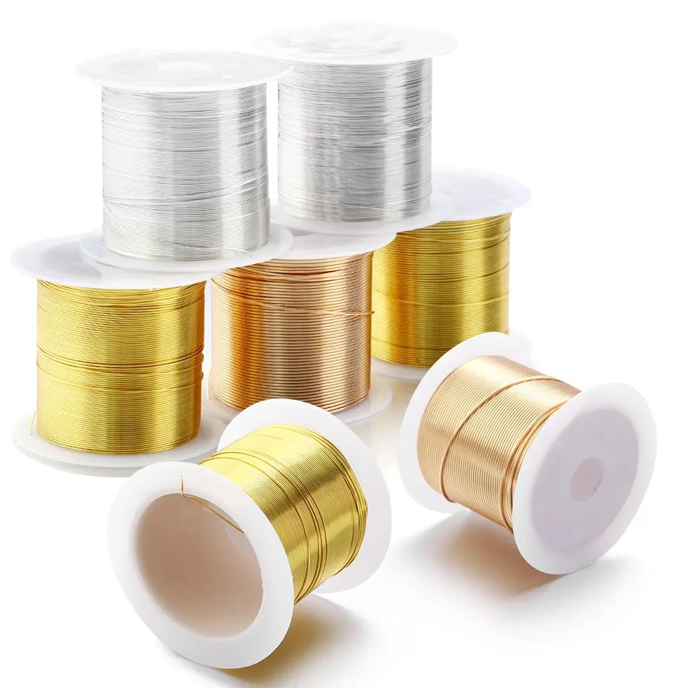 15-100Meters/Roll Gold Plated Copper Wire Bead Thread DIY Jewelry Making Metal Wire For Handmade Bracelets Jewelry Crafts