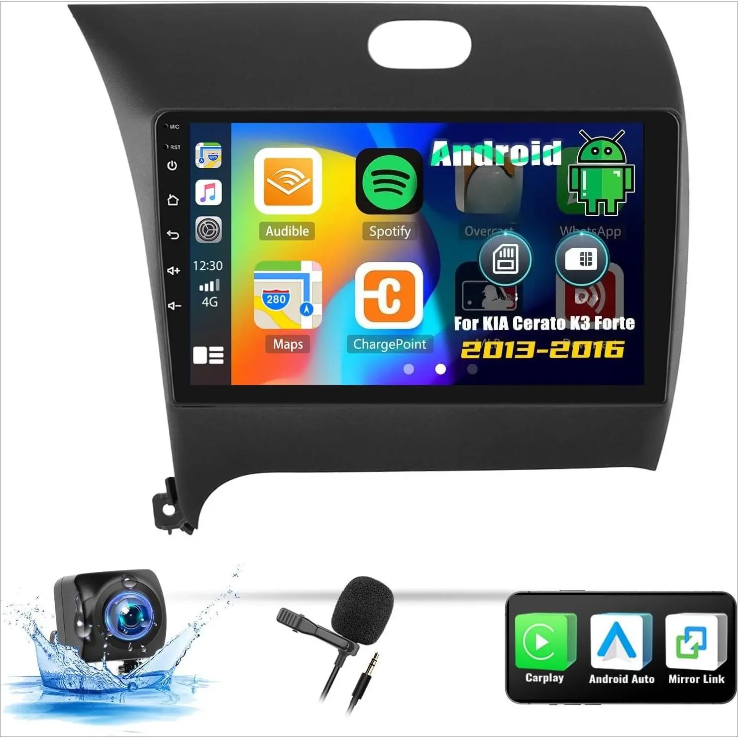 RIMOODY Android 15 Car Stereo for KIA Cerato K3 Forte 2013-2018, 9 in Touch Screen with Wireless Carplay, Android Auto, 2+32G, Bluetooth, FM/RDS, DSP, GPS, WiFi, Backup Camera