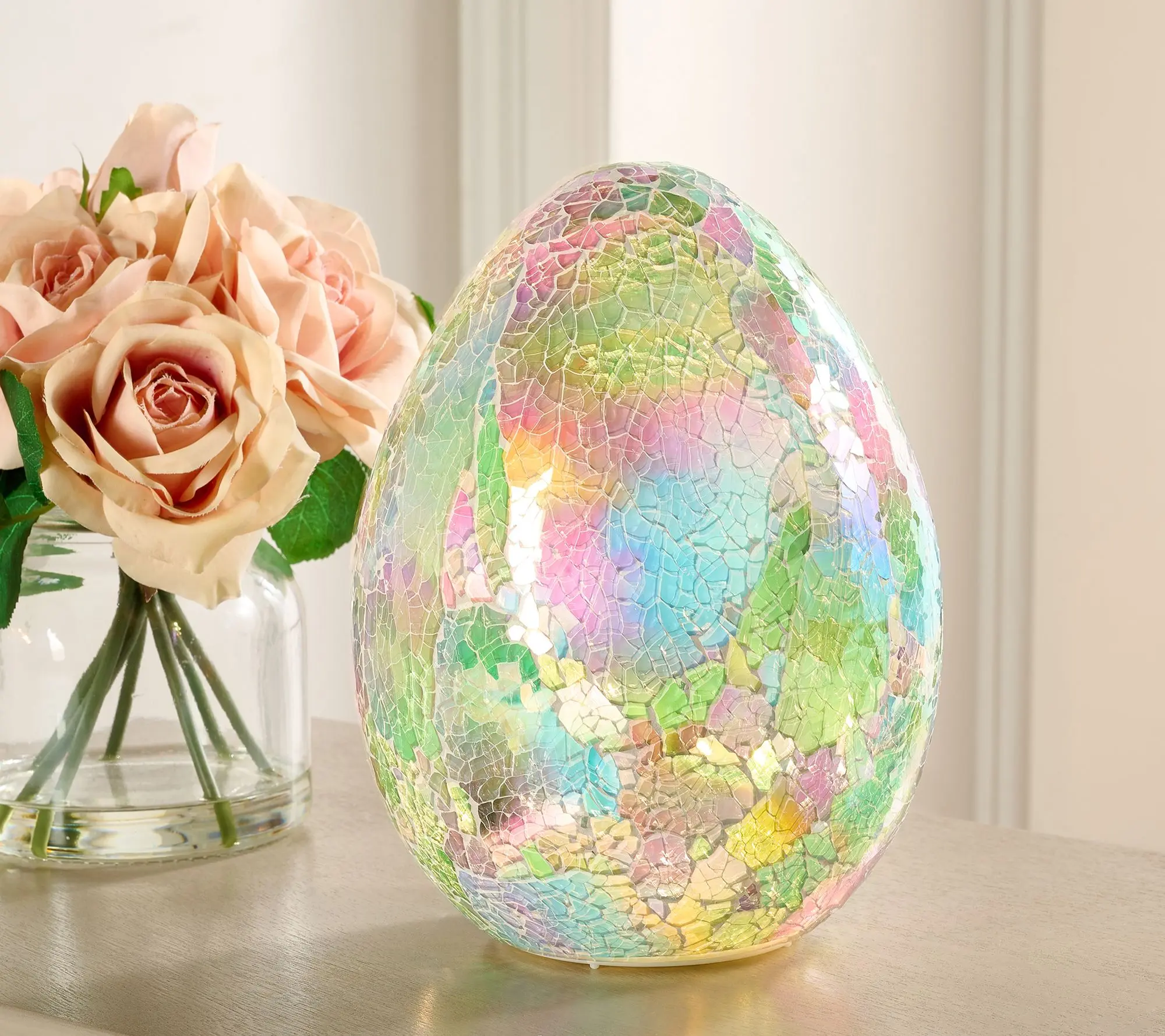 8" Illuminated Mosaic Egg by Valerie