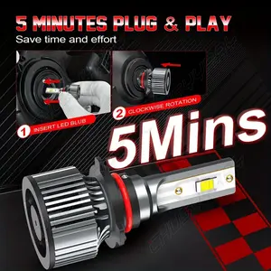 9004/HB1 LED Bulbs 1100LM Super Bright - 6000K Xenon White Fog Lights with Fan, 50000+ Hrs Life, 5 Min Plug-N-Play 1:1 Halogen Replacement