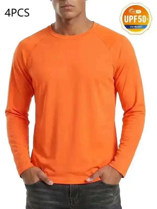 Men's long-sleeved crew neck T-shirt - casual sunscreen clothing, top, youth fashion everyday wear, fitted long sleeves, sunscreencool quick-drying sports, essential piece, trendy style, active lifestyle