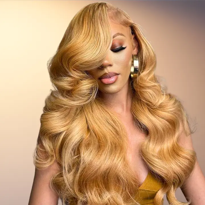 Amanda Hair Honey Blonde Body Wave #27 Color 13x4 Frontal Lace Human Hair Wigs for Women Pre Bleached Glueless Wigs Amanda Hair Honey Blonde Body Wave #27 Color 13x4 Frontal Lace Human Hair Wigs for Women Pre Bleached Glueless Wigs