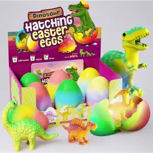 6-Pack Dinosaur Hatching Surprise Eggs – Magic Grow in Water Up to 600%, Educational Dino Egg Toy Set with T-Rex, Triceratops & More!Includes Fact Cards for Each Species – Perfect Easter Basket Stuffers, Birthday Party Favors & Gift for Kids Ages 3-8 Boy