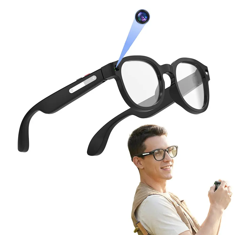 Gradient Lens, Wireless Smart Glasses, Wearable Tech Glasses, with 2MP Camera Anti-Shake, Video Recording, AI Translation, Object Recognition, Hands-free BT Calling, 3 Lens(Sunglasses, Anti Blue) Suitable for Outdoor Indoor Travel Sports