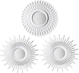 Pack of 3 White Wall Mirrors for Home Decor, Round Minimalist Design, Vintage & Chic Style, Perfect Gifts for Women and Moms' Vanity