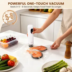 Electric Handheld Vacuum Sealer for Food: 41-PC Kit with 30 Reusable Bags & 10 Mason Jar Valve Lids, Portable Cordless Vacuum Sealer Machine for Kitchen, Meal Prep, RV Camping & Sous Vide