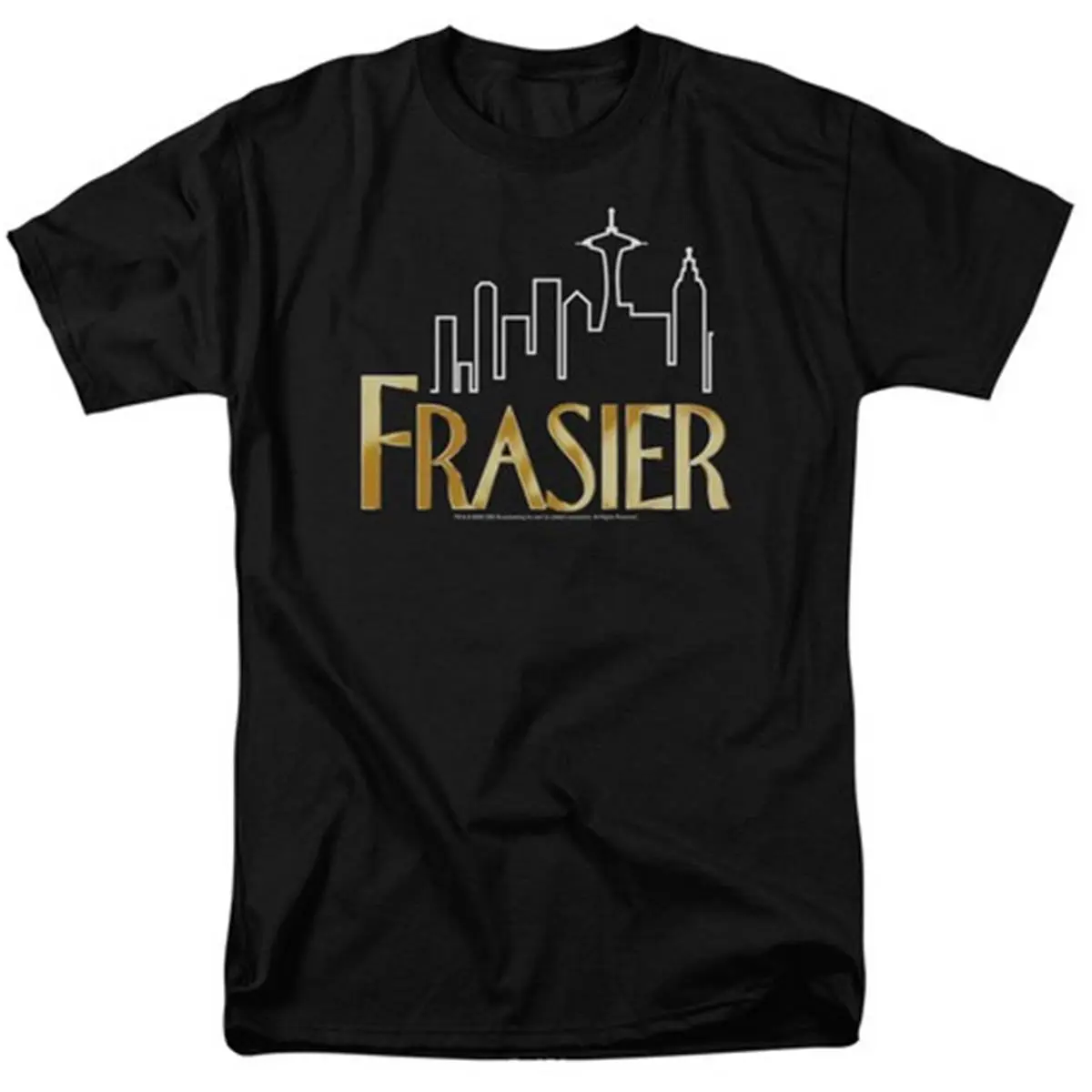 Menswear Frasier Logo Graphic Tee, Casual Short-Sleeve Tops for Men in Preshrunk Cotton, Black, 2X, Adult 18-1, Basic, Crew Neck, Clothes, Machine Washable, T-Shirt, All Seasons, Shortsleeve, Logo Print, Adult Size, Round Neck