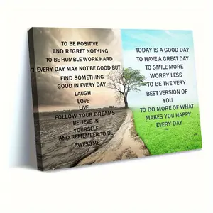 1 Piece Inspirational Quote Canvas Wall Art with Frame - Positive Affirmations for Teenagers, Suitable for Living Room and Workplace Decoration, Wrapped Canvas Poster Encouraging Teens to Be Positive, Inspirational Wall Art, 2D Flat