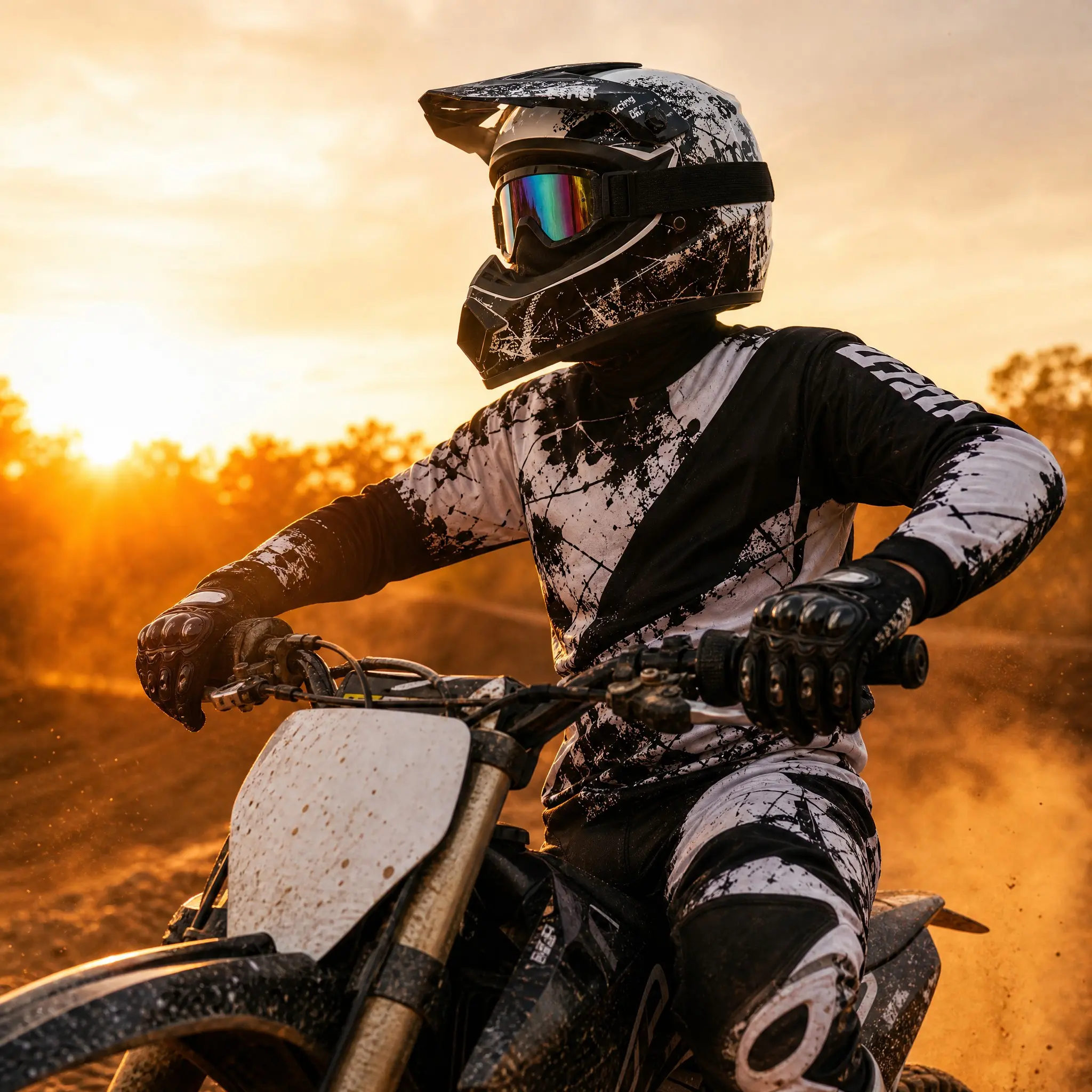 Motocross Helmet Dirt Bike Helmet Full Face Motorcycle Helmet - 4-Piece Set With Goggles & Gloves For Teen Riders