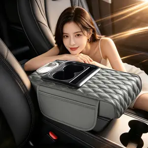 box storage pocket Car-mounted Four-in-One Armrest Box Cover with Cup Holder Storage Bag & Heightening Pad Multi-functional Universal Model for Car Interior