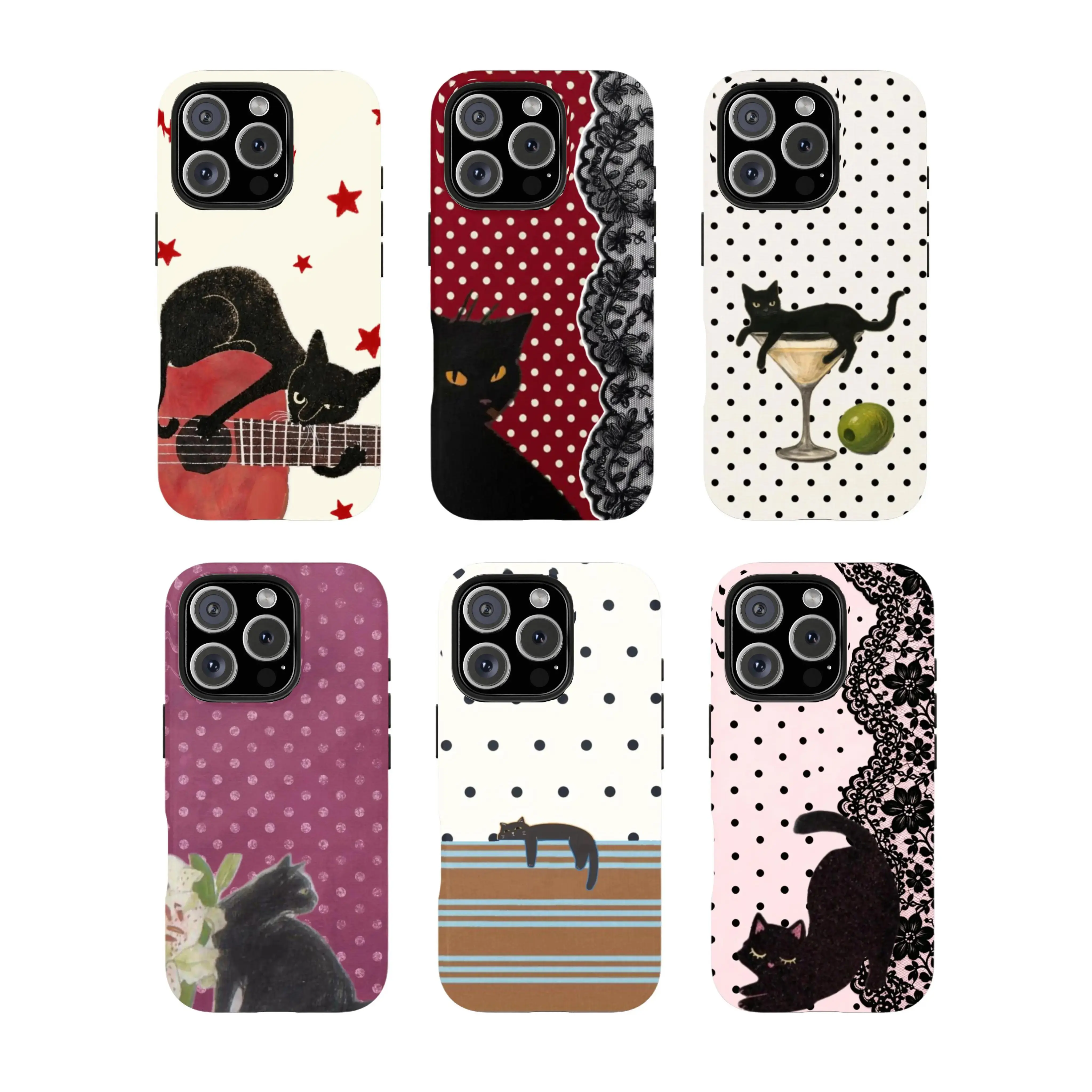 Vintage Black Cat Smartphone Case - Smoking Night Vibes Protector Shell, Shockproof Durable Mobile Phone Accessories, Compatible With iPhone 17-11 Pro Max X XS & Galaxy S26-S22 Ultra, Wireless-Friendly Gift For Lover
