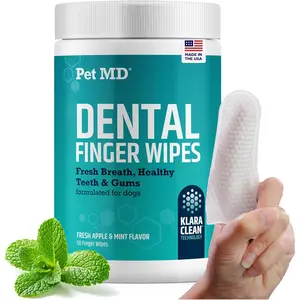 Pet MD Dental Finger Wipes for Dogs- Fresh Apple & Mint, 50ct