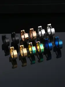 Minimalist Design Plain Hoop Earrings, Casual Solid Color Hoop Earrings, Stainless Steel Jewelry for Men and Women