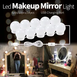 USB LED Vanity Mirror Lights Kit, Touch Switch Dimmable Makeup Light Bulbs for Dressing Table, DIY Hollywood Mirror Light Strip, Wall Lamp