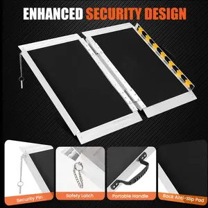 6FT/2FT Portable Aluminum Wheelchair Ramp, Non-Slip Folding Ramp, 800 LBS Capacity Door Threshold Ramps, Scooter Ramp for Car, Doorways, Curbs, Stairs, Cart