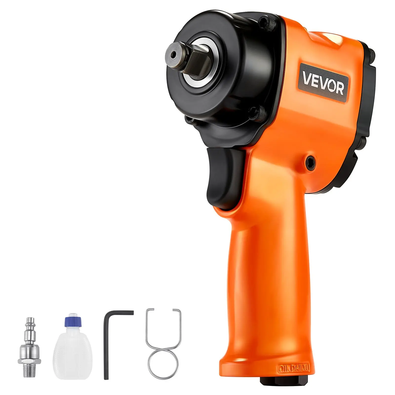 VEVOR 1/2-Inch 4-Speed Torque Aluminum Alloy Housing Pneumatic Impact Wrench, 738 ft-lbs Nut-Busting/1000N.m Power, 3.3 lbs Stubby Lightweight, 5.9x7.1x2.4 in, 8500 rpm, 90 psi, Easy Torque Control, Comfortable Grip for Auto Repairs, 1000N.m Torque