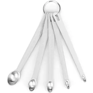 Measuring Spoon Set, Heavy Duty Stainless Steel Measuring Spoons for Cooking Baking, Tablespoon Teaspoon for Dry or Liquid Ingredients, Fits in Spice Jar, 1/64 1/32 1/16 1/8 1/4 tsp