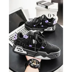 Men's Fashion Colorblock Lace Up Low Top Sneakers, Casual Comfortable Sports Running Shoes, Trendy All-match Sneakers for Daily Wear, Closed, Fashionable Running Shoes(Sheets)