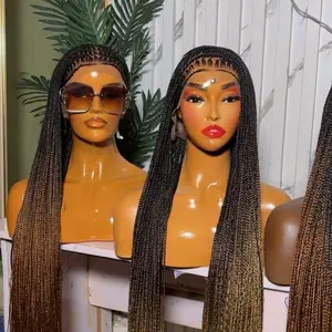 Full Lace Knotless Bone Straight Braided Wig Ready for Next Day Shipping High-Quality Synthetic Hair Extensions