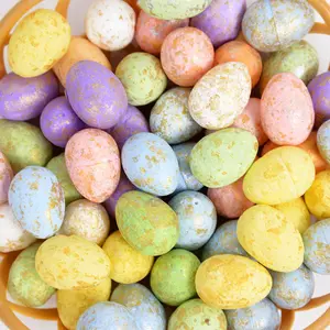50/100count Foam Easter Eggs Happy Easter Party Decorations Painted Bird Eggs DIY Craft Kids Gift Favor Easter Party Ornaments