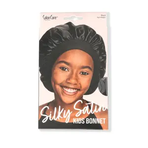 Salon Care Kid's Black Satin Bonnet