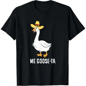 Cotton Short Sleeve  T-Shirt Me Goose Ta Mexican Funny Spanish Goose Pun T-Shirt