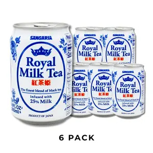 SANGARIA Royal Milk Tea 6 Packs - Smooth & Aromatic Premium Black Tea with 25% Milk - Ready-to-Drink Japanese Style Milk Tea - 8.96 FOZ. Each Pack - Dairy
