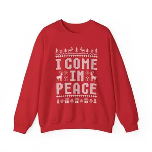 [Sale off up to 50%] I Come in Peace Funny Matching Couples Ugly Christmas Sweater Funny Couples Christmas Sweatshirt Adult Humor Christmas Pajamas Xmas Sweater