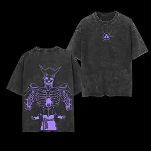 Retro Heavy Limited Uchiha Sasuke x Susano - Naruto Anime Double Printed Vintage Oversized Washed Tee Unisex Oversize Anime Manga Washed Heavyweight Cotton T-shirt, Gift For Anime Fan, Anime Lover