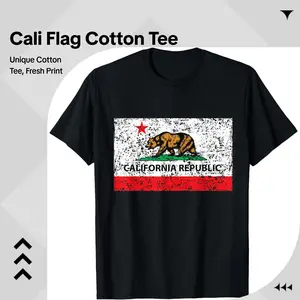 California Republic Cali Flag T-Shirt Socal Norcal Cencal T men