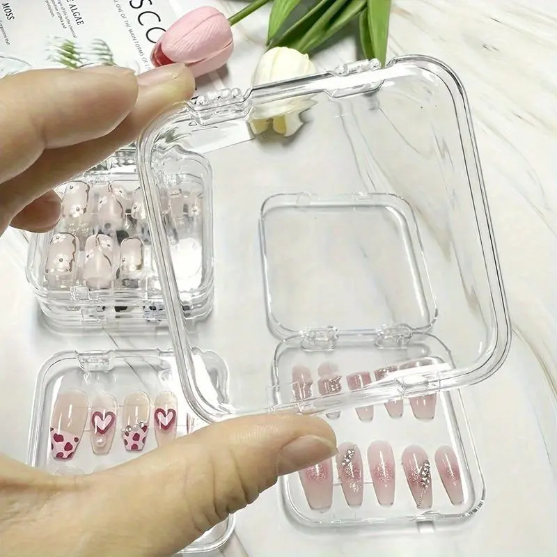 Clear Nail Boxes: Transparent Nail Storage, Small Nail Wearing Boxes, Tool & Accessories for Nail Care, Organizer Storage Supplies, Beauty Supplies Organizer, Clear Acrylic Storage, Acrylic Organizers
